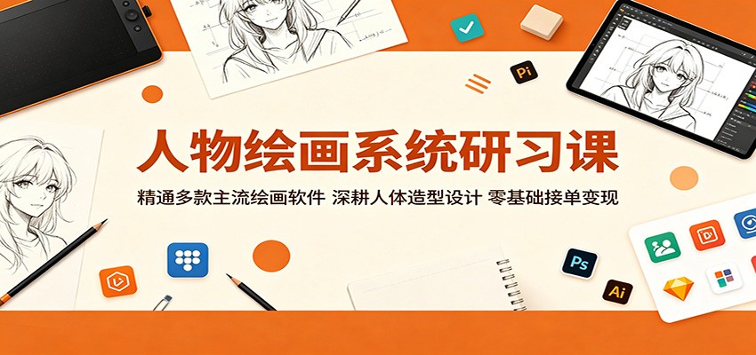 人物绘画系统研习课：精通多款主流绘画软件，深耕人体造型设计，零基础接单变现-极客网创