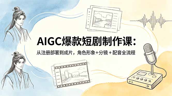 AIGC爆款短剧制作课：从注册部署到成片，角色形象+分镜+配音全流程-极客网创