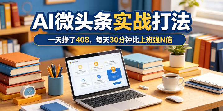一天挣了408，AI微头条实战打法，每天30分钟比上班强N倍-极客网创