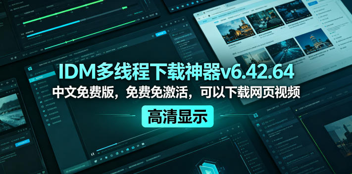 IDM多线程下载神器v6.42.64中文免费版，免费免激活，可以下载网页视频(例如飞书文档内的视频)-极客网创
