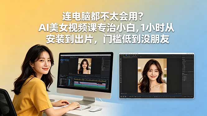 连电脑都不太会用？AI美女视频课专治小白，1小时从安装到出片，门槛低到没朋友-极客网创