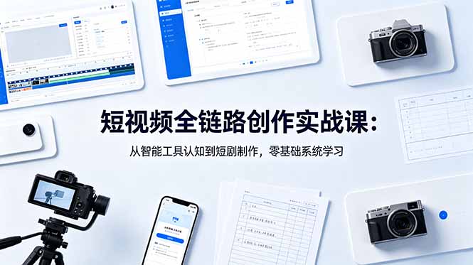 短视频全链路创作实战课：从智能工具认知到短剧制作，零基础系统学习-极客网创
