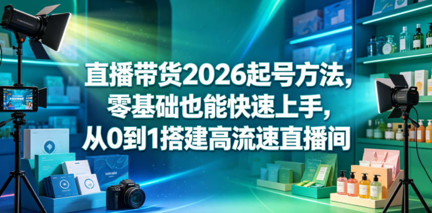 直播带货2026起号方法，零基础也能快速上手，从0到1搭建高流速直播间-极客网创
