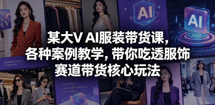 某大V AI服装带货课，各种案例教学，带你吃透服饰赛道带货核心玩法-极客网创
