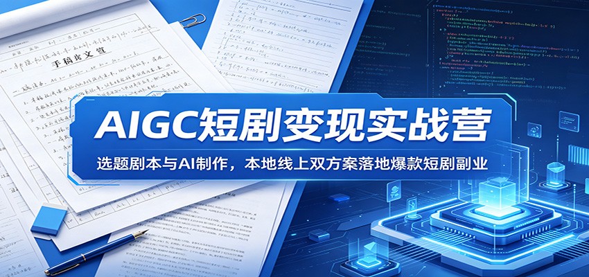 AIGC短剧变现实战营：选题剧本与AI制作，本地线上双方案落地爆款短剧副业-极客网创