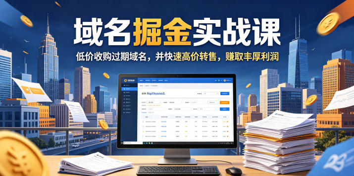 域名交易掘金实战课，低价收购过期域名，并快速高价转售，賺取丰厚利润【原创双语字幕】-极客网创