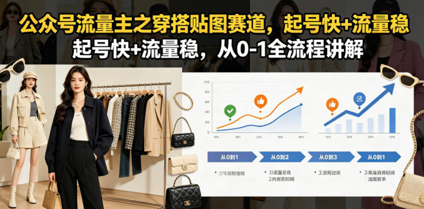 公众号流量主之穿搭贴图赛道，起号快+流量稳，从0-1全流程讲解-极客网创