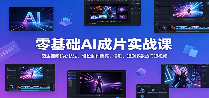 零基础AI成片实战课：图生视频核心技法，轻松制作跳舞、漫剧、短剧多款热门短视频-极客网创