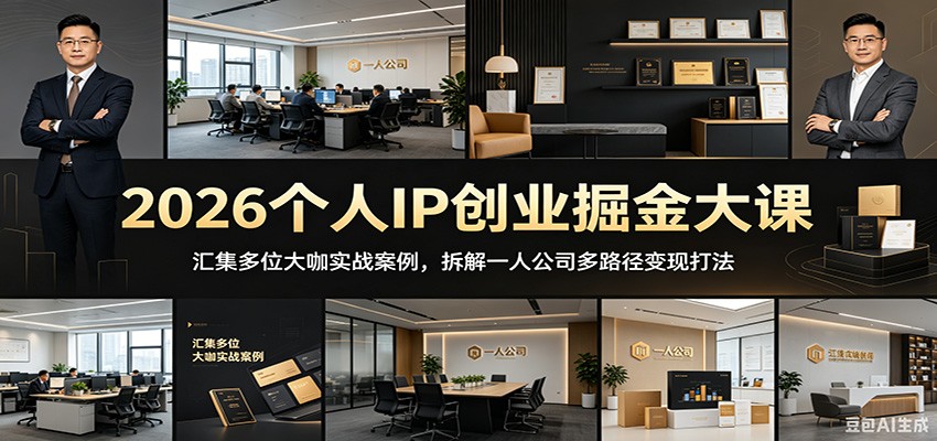 2026个人IP创业掘金大课:汇集多位大咖实战案例,拆解一人公司多路径变现打法-极客网创