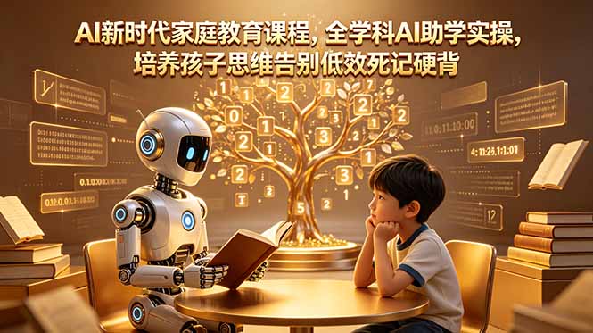 AI新时代家庭教育课程,全学科AI助学实操,培养孩子思维告别低效死记硬背-极客网创