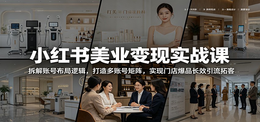 小红书美业变现实战课：拆解账号布局逻辑，打造多账号矩阵，实现门店爆品长效引流拓客-极客网创