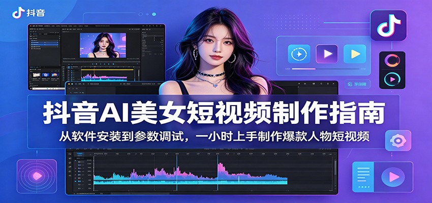 抖音AI美女短视频制作指南：从软件安装到参数调试，一小时上手制作爆款人物短视频-极客网创