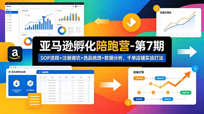 亚马逊孵化陪跑营-第7期:SOP流程+注册避坑+选品梳理+数据分析,千单店铺实战打法-极客网创