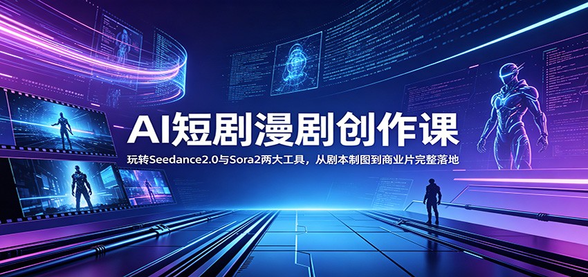 AI短剧漫剧创作课:玩转Seedance2.0与 Sora2两大工具,从剧本制图到商业片完整落地-极客网创