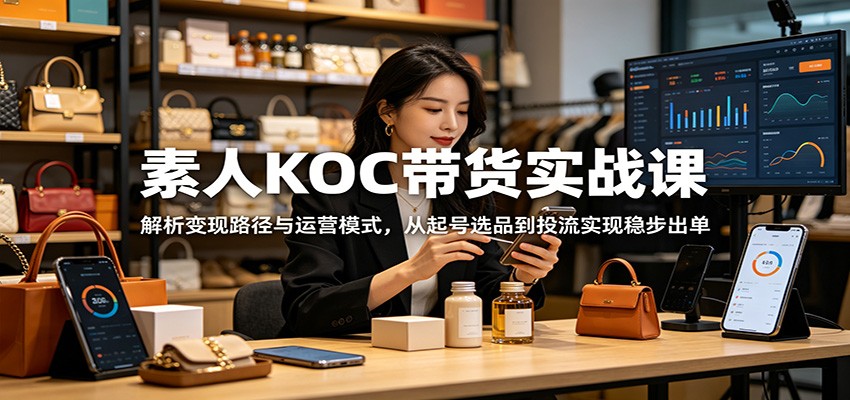 素人KOC带货实战课:解析变现路径与运营模式,从起号选品到投流实现稳步出单-极客网创