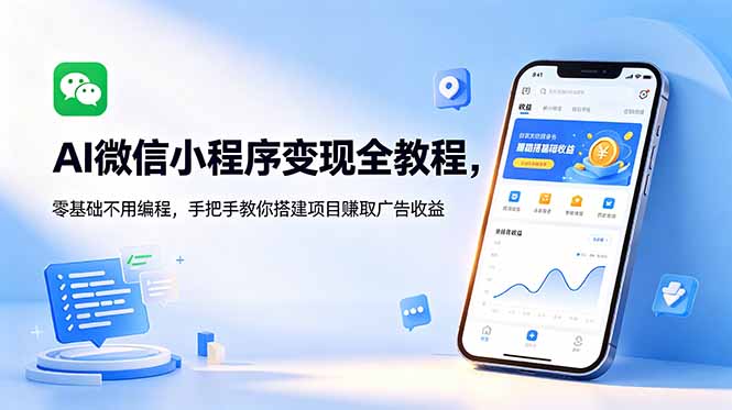 AI微信小程序变现全教程,零基础不用编程,手把手教你搭建项目赚取广告收益-极客网创
