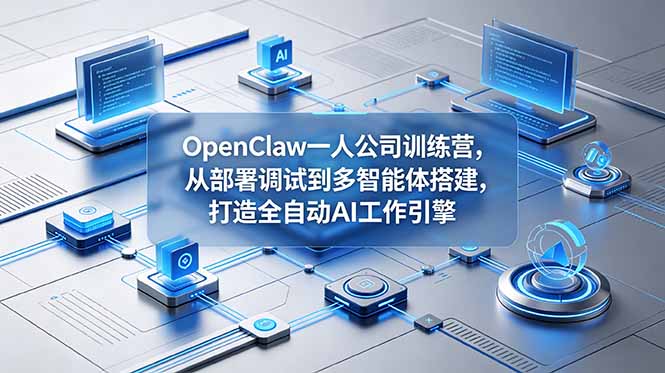 OpenClaw 一人公司训练营，从部署调试到多智能体搭建，打造全自动 AI 工作引擎-极客网创