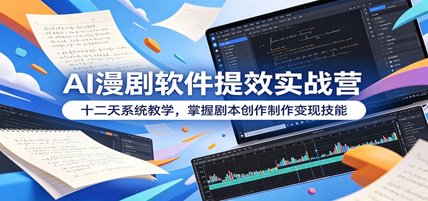 AI漫剧软件提效实战营:十二天系统教学,掌握剧本创作制作变现技能-极客网创