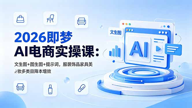 2026即梦AI电商实操课：文生图+图生图+提示词，服装饰品家具美妆多类目降本增效-极客网创