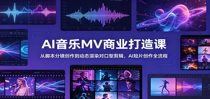 AI音乐MV商业打造课：从脚本分镜创作到动态渲染对口型剪辑，AI短片创作全流程-极客网创