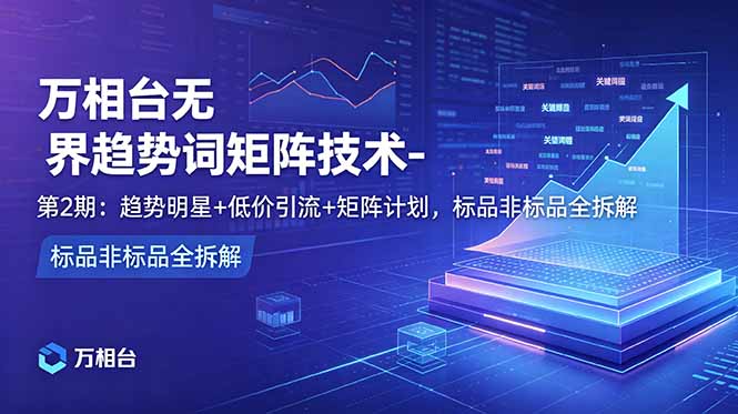 万相台无界趋势词矩阵技术-第2期:趋势明星+低价引流+矩阵计划,标品非标品全拆解-极客网创