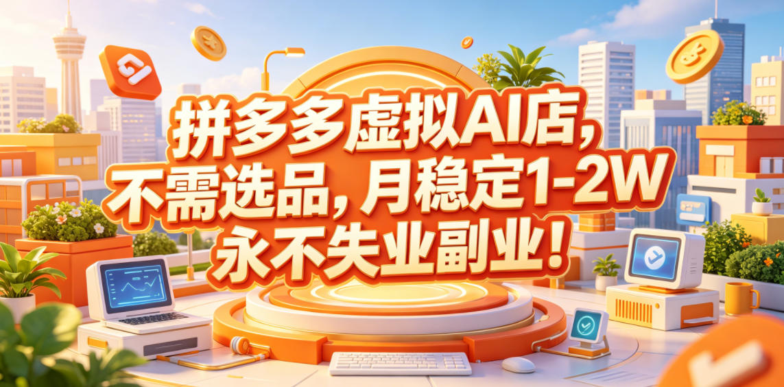 拼多多虚拟AI店,不需选品,月稳定1-2W,永不失业副业!【揭秘】-极客网创