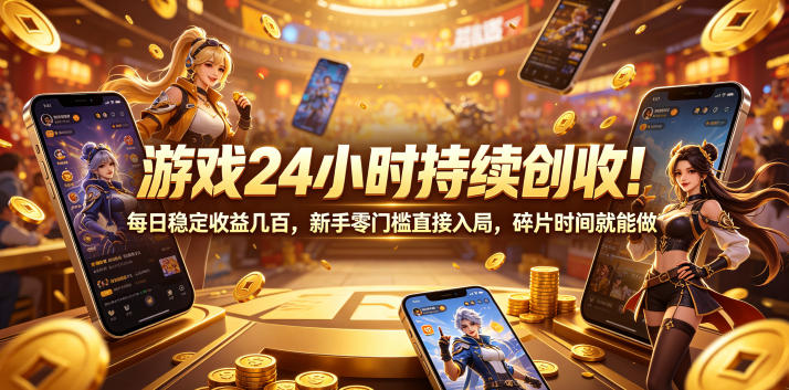 游戏24小时持续创收！每日稳定收益几百，新手零门槛直接入局，碎片时间就能做【揭秘】-极客网创