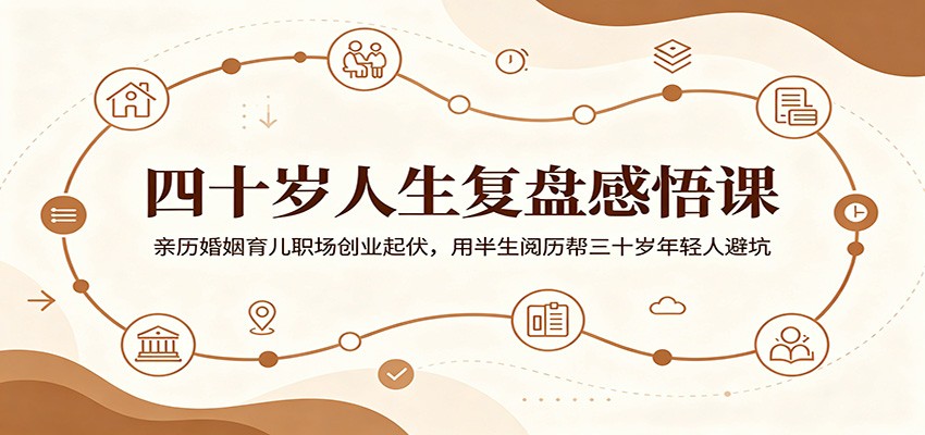 四十岁人生复盘感悟课:亲历婚姻育儿职场创业起伏,用半生阅历帮三十岁年轻人避坑-极客网创