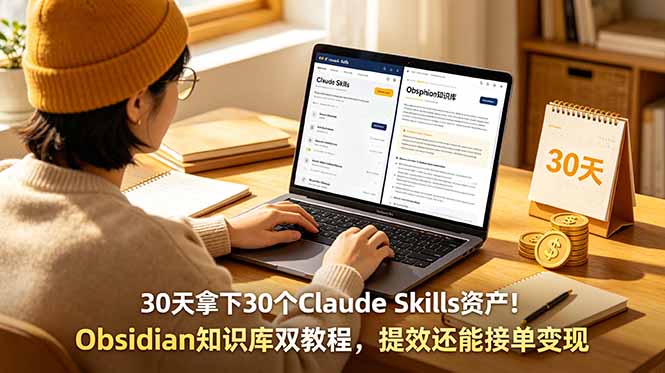 30天拿下30个Claude Skills资产!Obsidian知识库双教程,提效还能接单变现-极客网创