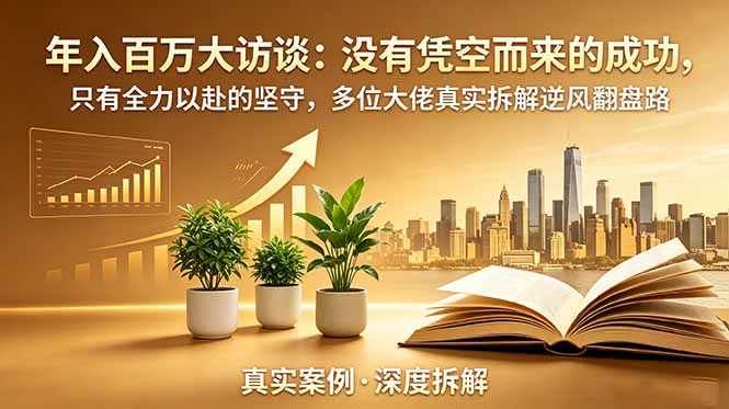 年入百万大访谈-更新:没有凭空而来的成功,只有全力以赴的坚守,多位大佬真实拆解逆风翻盘路-极客网创