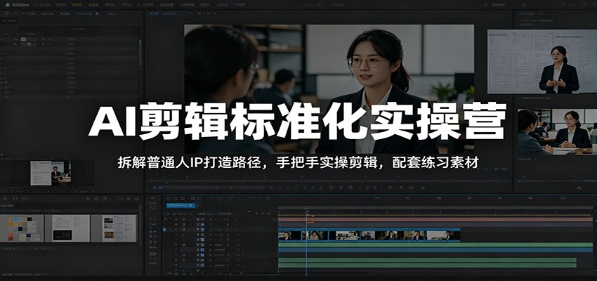 AI剪辑标准化实操营:拆解普通人IP打造路径,手把手实操剪辑,配套练习素材-极客网创