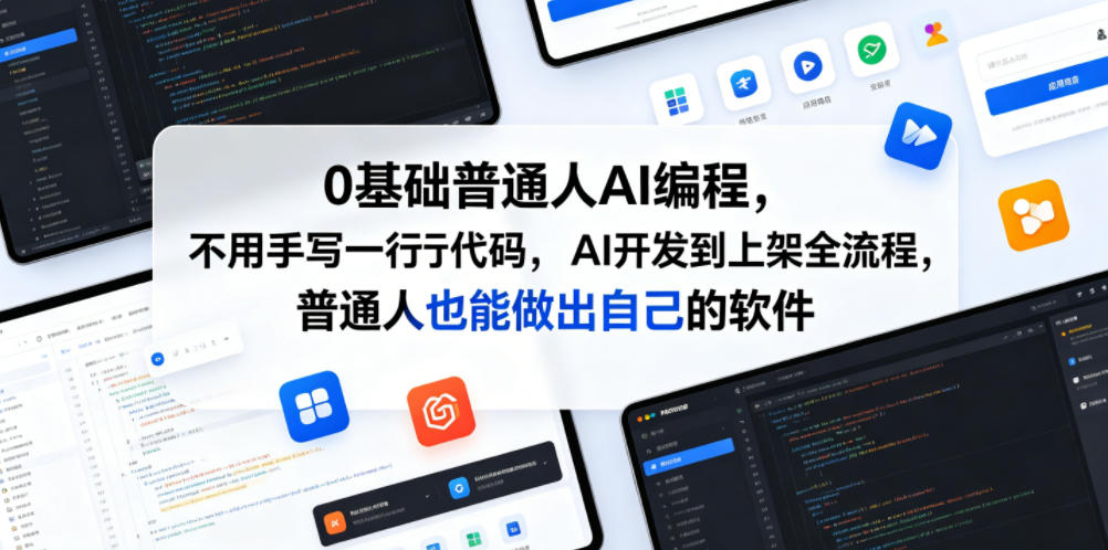 0基础普通人AI编程,不用手写一行代码,AI开发到上架全流程,普通人也能做出自己的软件-极客网创