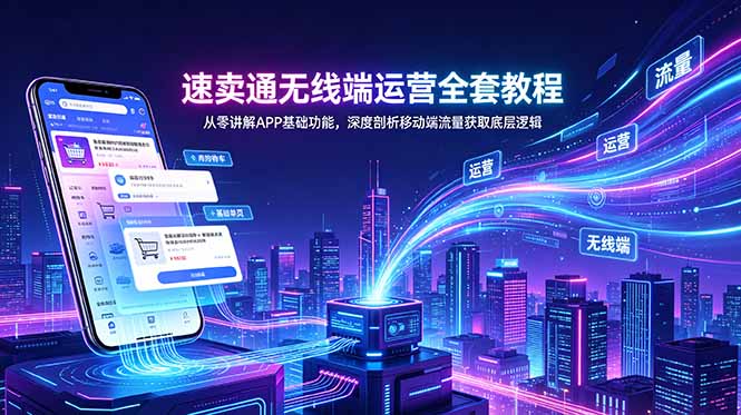 速卖通无线端运营全套教程,从零讲解APP基础功能,深度剖析移动端流量获取底层逻辑-极客网创