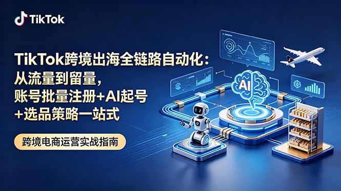 TikTok跨境出海全链路自动化:从流量到留量,账号批量注册+AI起号+选品策略一站式-极客网创