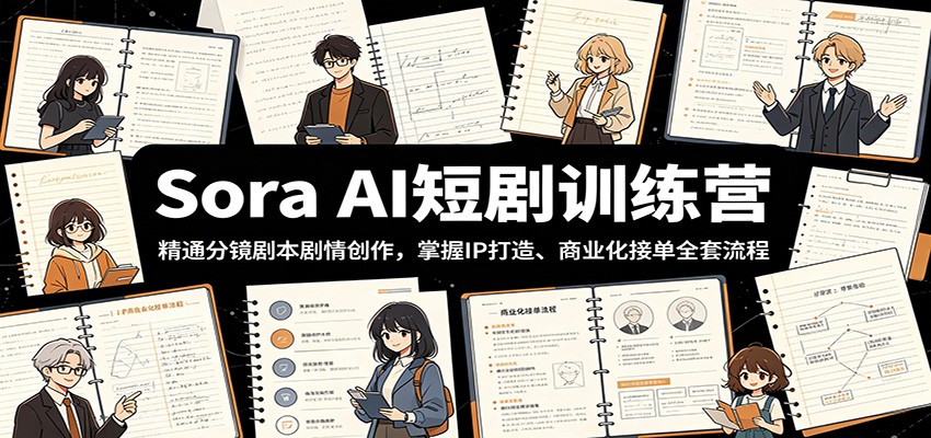 Sora AI短剧训练营:精通分镜剧本剧情创作,掌握IP打造、商业化接单全套流程-极客网创