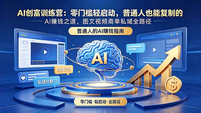 AI创富训练营:零门槛轻启动,普通人也能复制的AI赚钱之道,图文视频商单私域全路径-极客网创