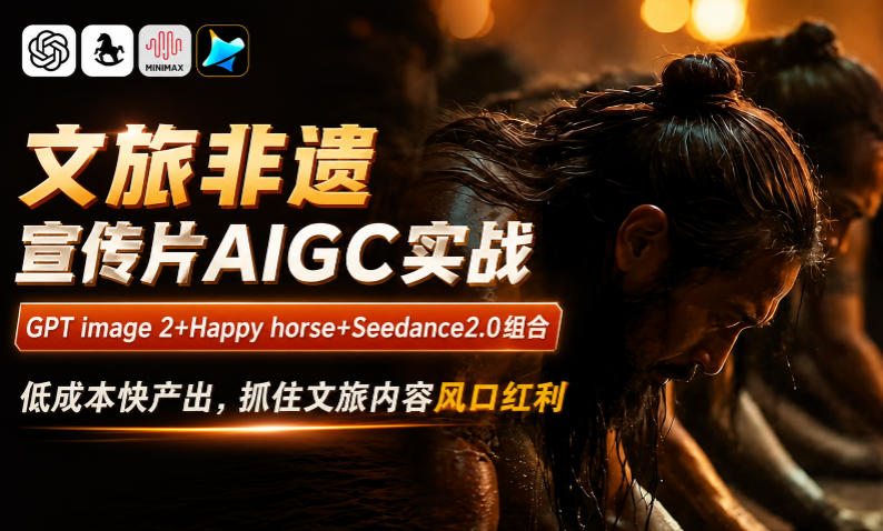 文旅非遗宣传片AIGC实战,GPT image 2+Happy horse+Seedance2.0组合,低成本快产出,抓住文旅内容风口红利-极客网创