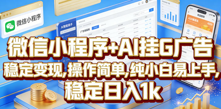 微信小程序+AI挂G广告,稳定变现,操作简单,纯小白易上手,稳定日入1k【揭秘】-极客网创