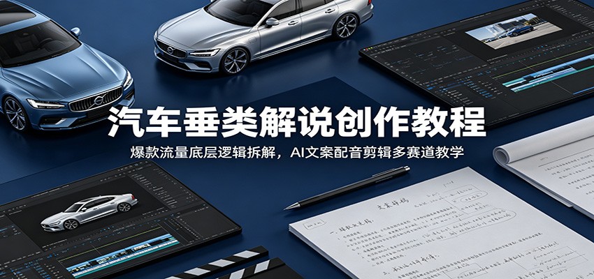 汽车垂类解说创作教程:爆款流量底层逻辑拆解,AI文案配音剪辑多赛道教学-极客网创