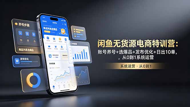 闲鱼无货源电商特训营：账号养号+选爆品+发布优化+日出10单，从0到1系统运营-极客网创