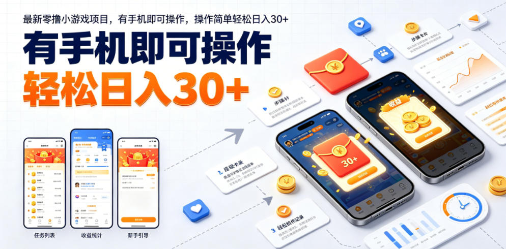 最新零撸小游戏项目，有手机即可操作，操作简单轻松日入30+-极客网创