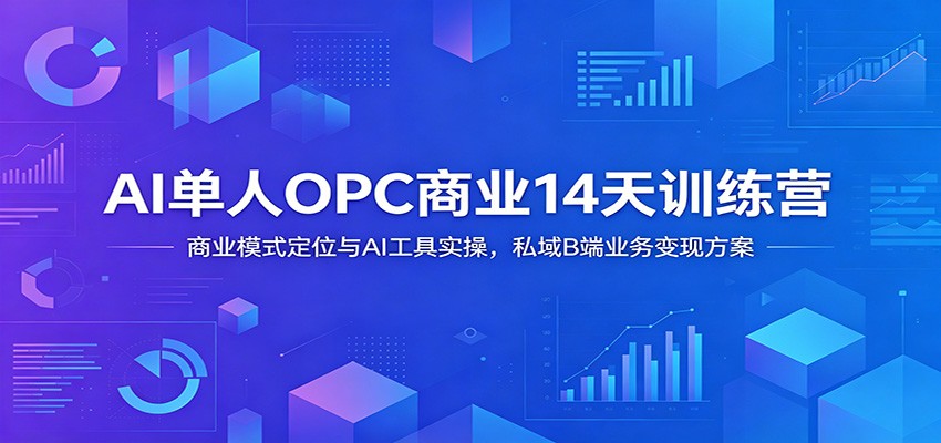 AI单人OPC商业14天训练营：商业模式定位与AI工具实操，私域B端业务变现方案-极客网创