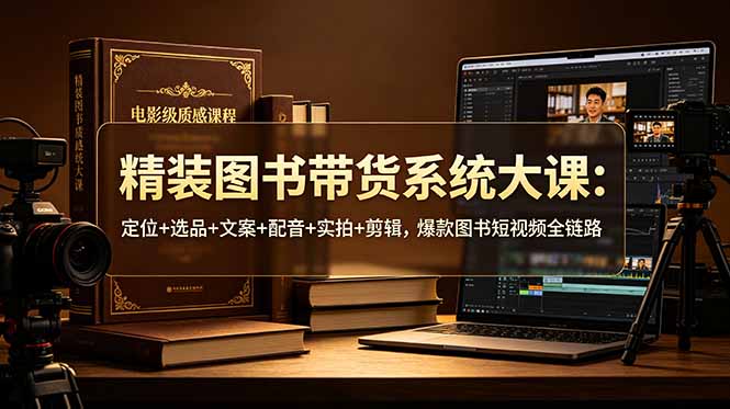 精装图书带货系统大课：定位+选品+文案+配音+实拍+剪辑，爆款图书短视频全链路-极客网创