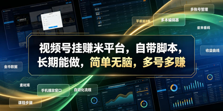 视频号挂賺米平台，自带脚本，长期能做，简单无脑，多号多賺【揭秘】-极客网创
