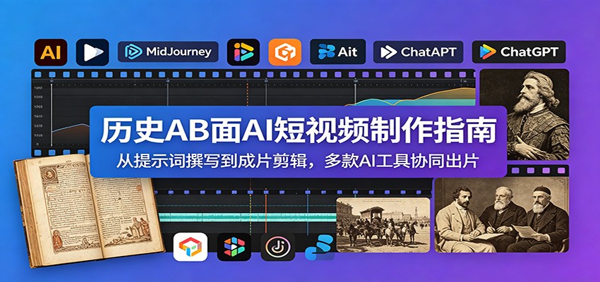 历史AB面AI短视频制作指南：从提示词撰写到成片剪辑，多款AI工具协同出片-极客网创