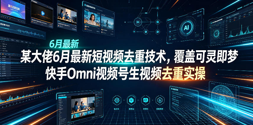 某大佬6月最新短视频去重技术,覆盖可灵即梦快手Omni视频号生视频去重实操-极客网创