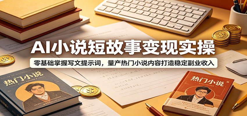 AI小说短故事变现实操：零基础掌握写文提示词，量产热门小说内容打造稳定副业收入-极客网创