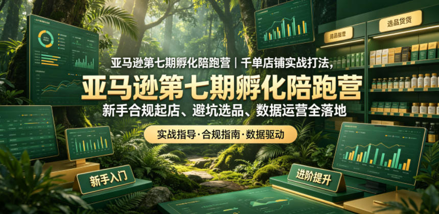 亚马逊第七期孵化陪跑营｜千单店铺实战打法，新手合规起店、避坑选品、数据运营全落地(更新0625)-极客网创