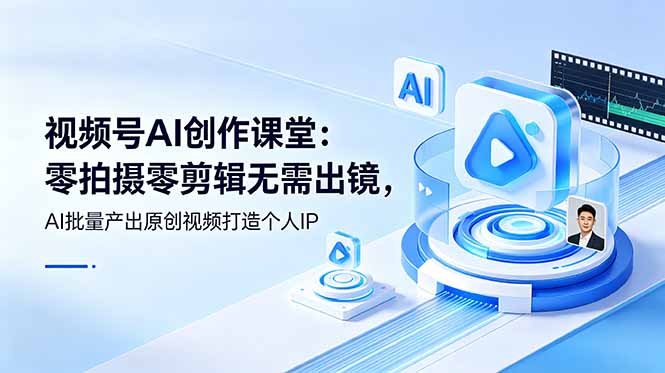 视频号AI创作课堂：零拍摄零剪辑无需出镜，AI批量产出原创视频打造个人IP-极客网创