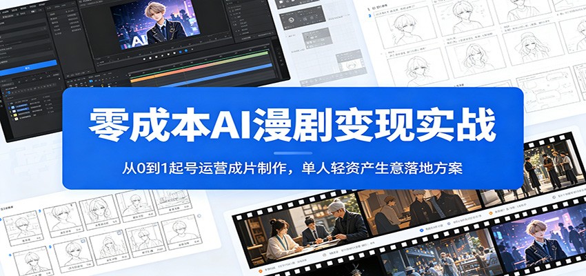 零成本AI漫剧变现实战：从0到1起号运营成片制作，单人轻资产生意落地方案-极客网创